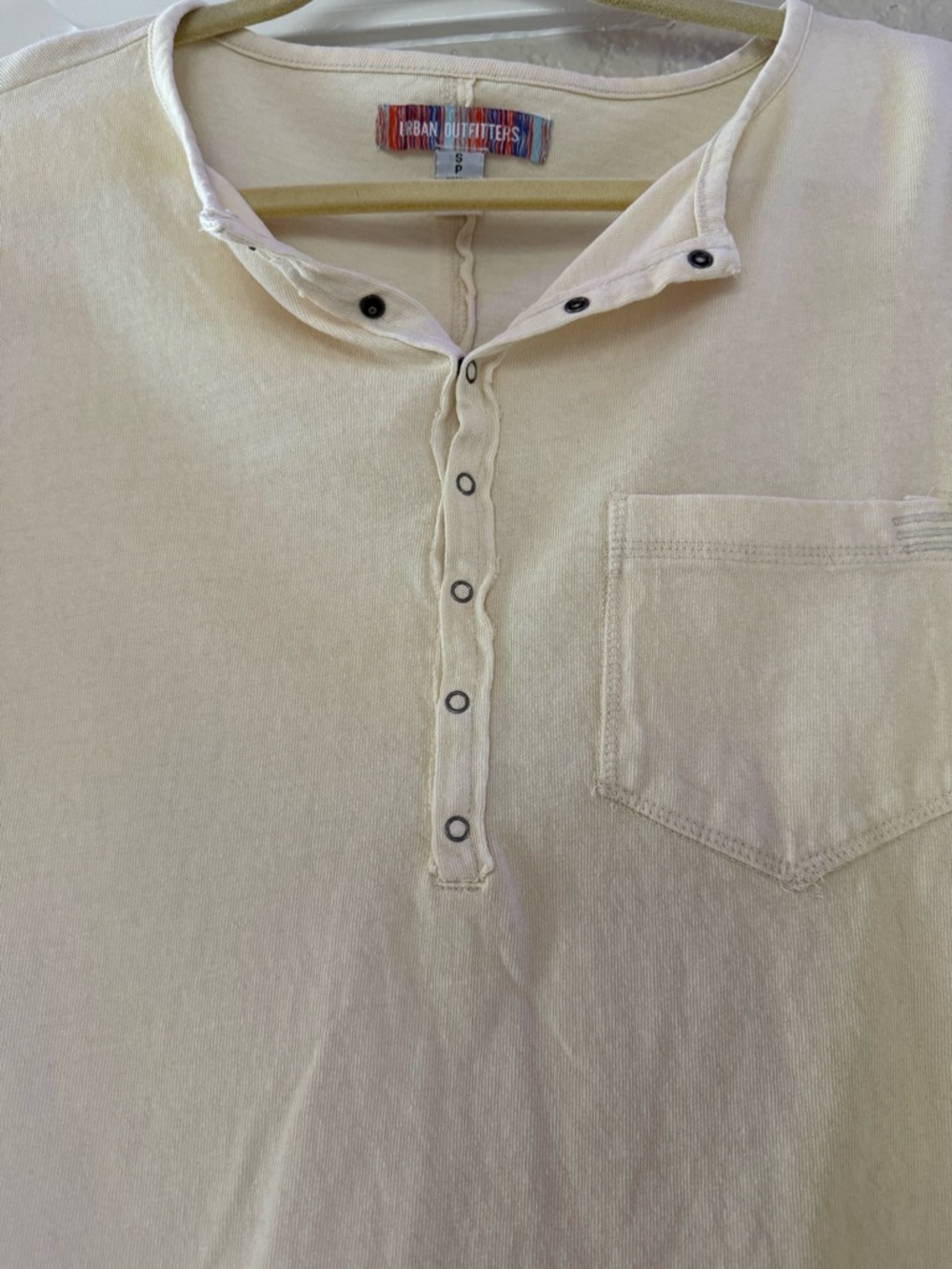 Urban Outfitters Pale Cream Cropped Henley Top - Picture 2 of 4